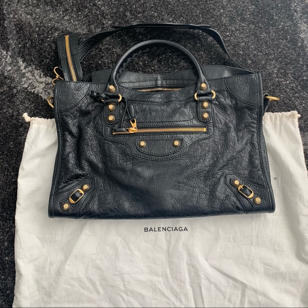 balenciaga giant city bag gold